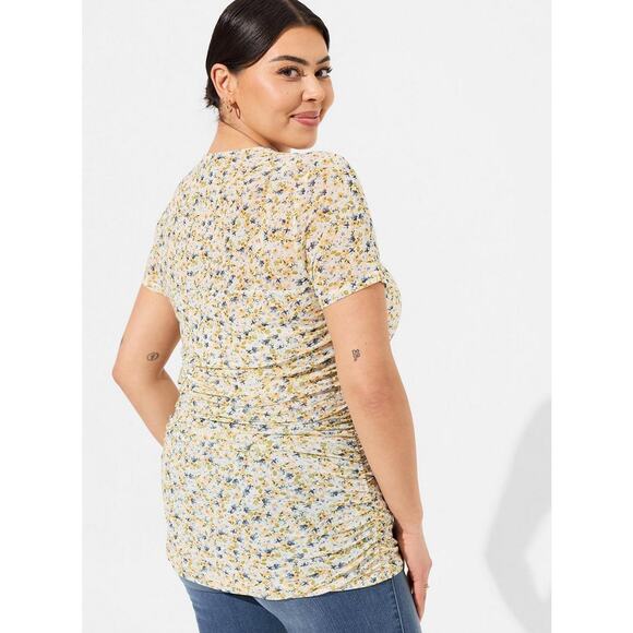 Torrid 00X 00 Medium Stretch Mesh Crew Neck Ruched Top - Picture 2 of 3